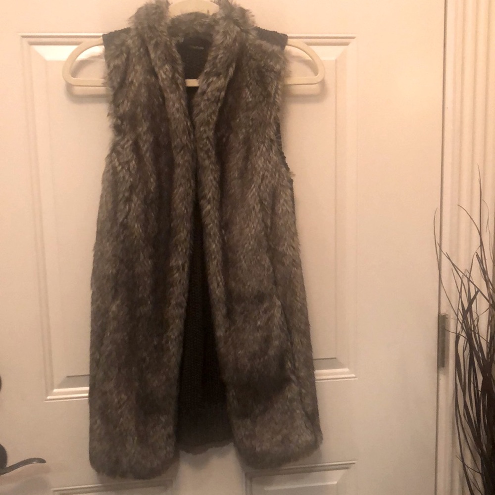 Maurices Chunky Knit Fur Vest